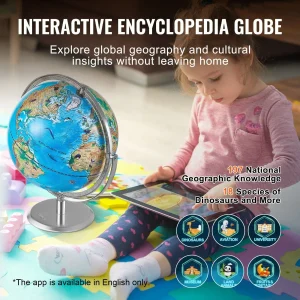 Educational Globe for Kids, 10 in/254 mm, STEM Toy Gifts for Kids Compatible with Android or iOS Devices