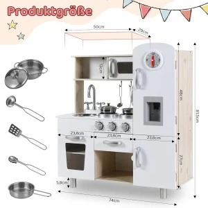 Kids Upright Wooden Kitchen Toy Playset