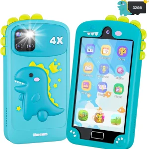 Kids Smart Phone for Girls with 4.0" Large Touchscreen, 32G Card Gifts for Kid Toys, Toddler Learning Toy, Dual Lens(Cyan-Blue)