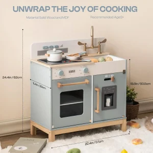 Robotime Play Kitchen Wooden Kids Play Kitchen Playset For Ages 3+